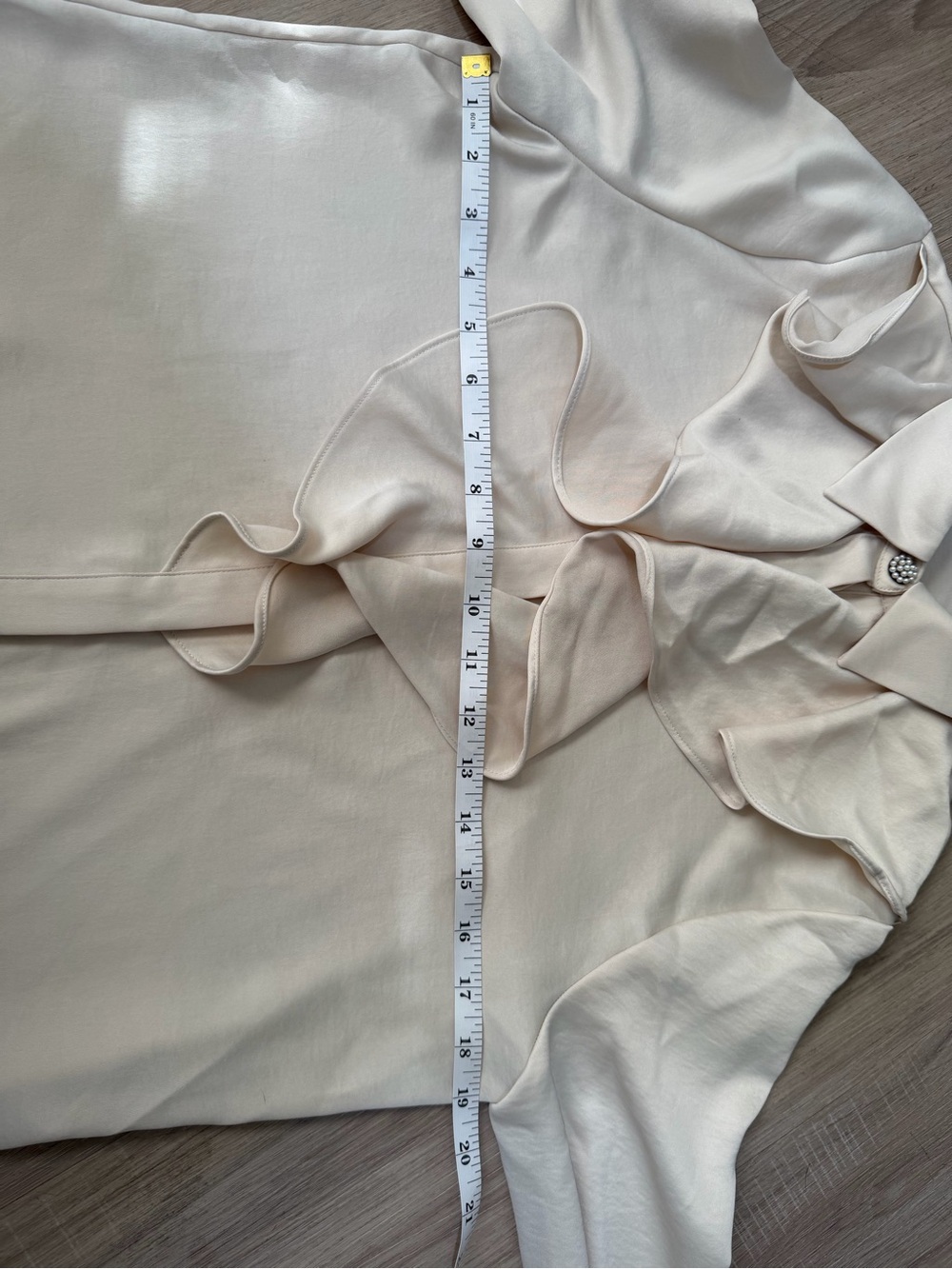 Zara Cream Ruffle Button-Down Blouse - Picture 5 of 7